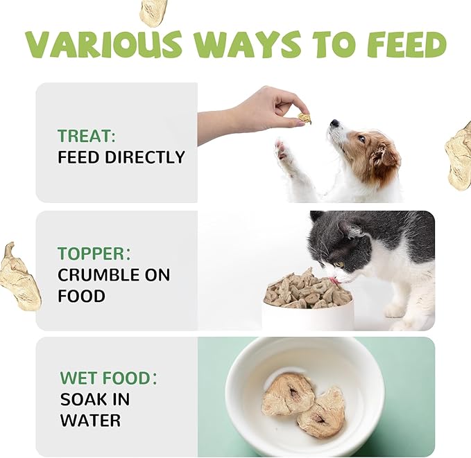 Freeze Dried Chicken Heart Pet Treats, High Protein Freeze-Dried Pet Food for Dogs, Cats, Fresh Ingredient, 3.2 oz, Rawhide Free, Gluten&Grain Free-PurrikoPets