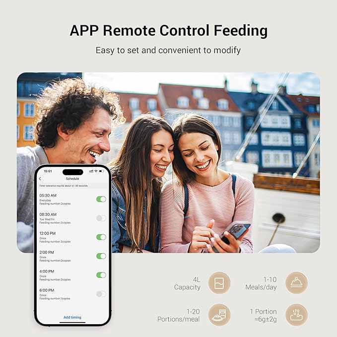 Espelho Automatic Cat Feeders WiFi: 2.4Ghz Smart APP Control- Timed Cat Food Dispenser with Desiccant Bag Keep Fresh for Indoor- Easy Set Up and Clean with Voice Recorder- Up to 10 Meals per Day-PurrikoPets