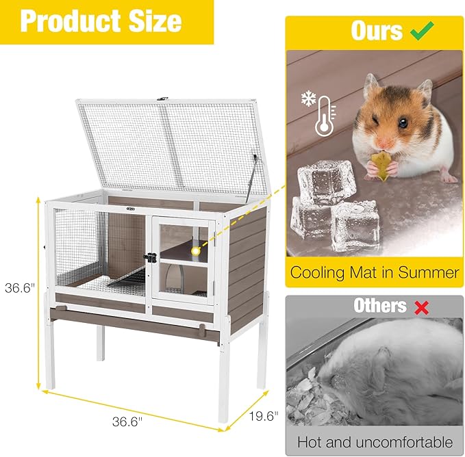 Aivituvin Wooden Guinea Pig Cages Indoor with Removable Stand, Anti Chewing Rabbit Hutch with Ramp and Wire Mesh, 2 Story Small Animals House Habitat with Pull Out Tray (Brown)-PurrikoPets