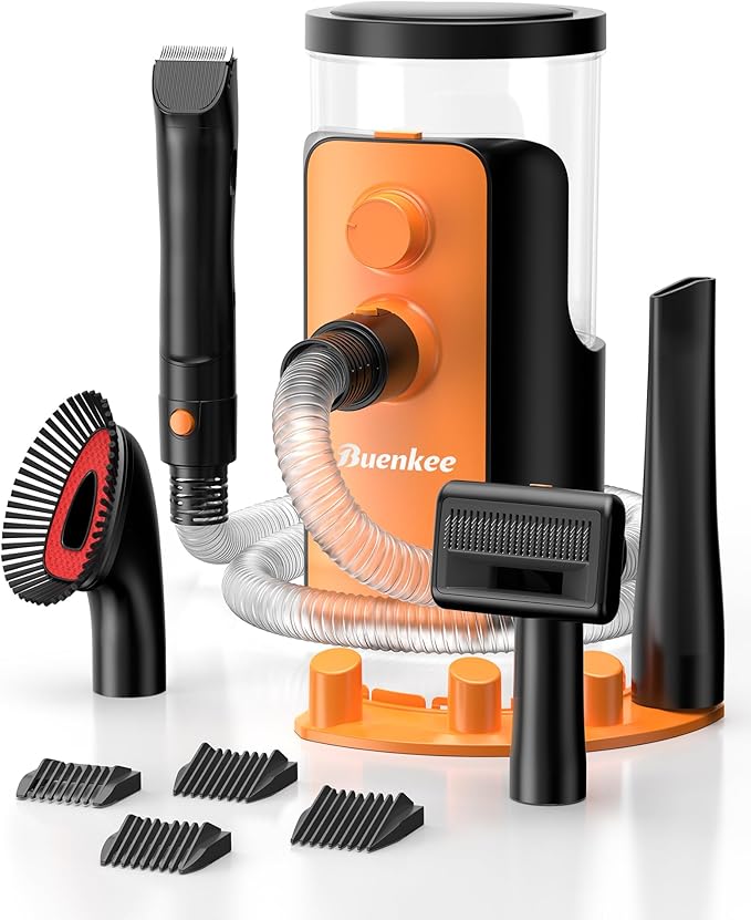 Dog Grooming Vacuum, 4.5L Extra-Large Dust Cup Dog Grooming Kit, 14000Pa High-Suction Pet Groomer with Clippers, Low-Noise All-in-One Shedding Control Set for Home Use-PurrikoPets