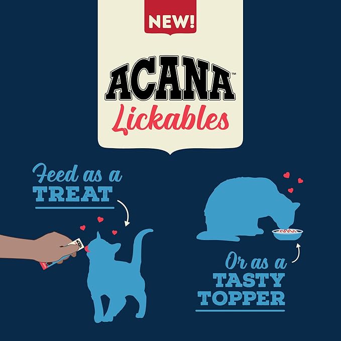 ACANA Lickables Cat Treats Variety Pack: .5oz Tubes (8 Count, 2 of Each)-PurrikoPets