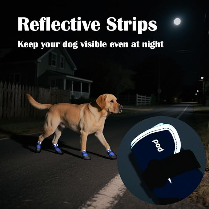 Dog Shoes Lightweight Dog Boots-Breathable Knitted Paw Protector with Adjustable Strap for Hot Pavement, Rain Walking, Hardwood Floors Anti Slip Reduce Noise, Prevent Licking Paws(Blue,XXL)-PurrikoPets