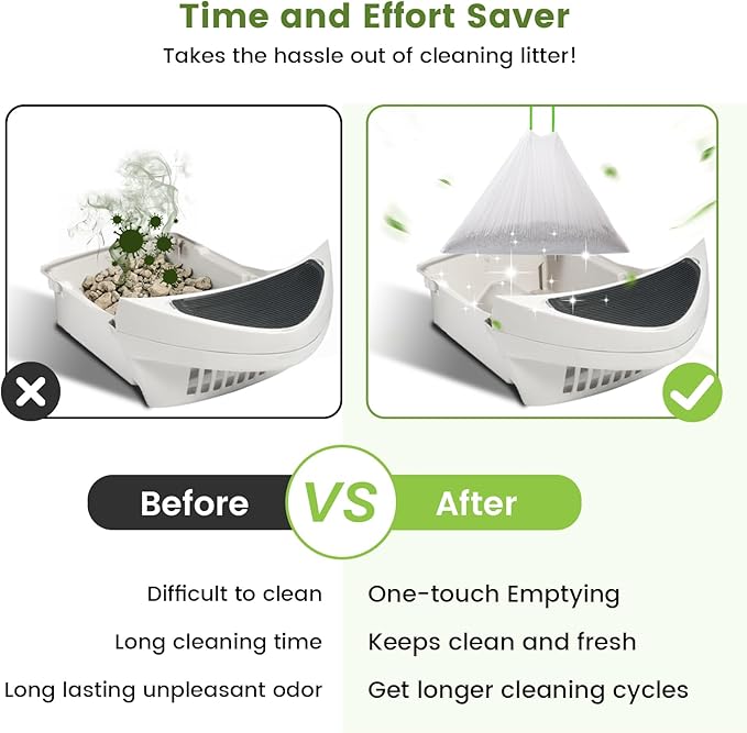 67 Count Waste Drawer Bags for Robot 3 4 and Compatible with Most Self Cleaning Litter Box & ScoopFree Clumping Poop Bin, 9 Gal Kitty Drawstring Liners Leak-proof Disposable Pet Trash Replacement Bags-PurrikoPets