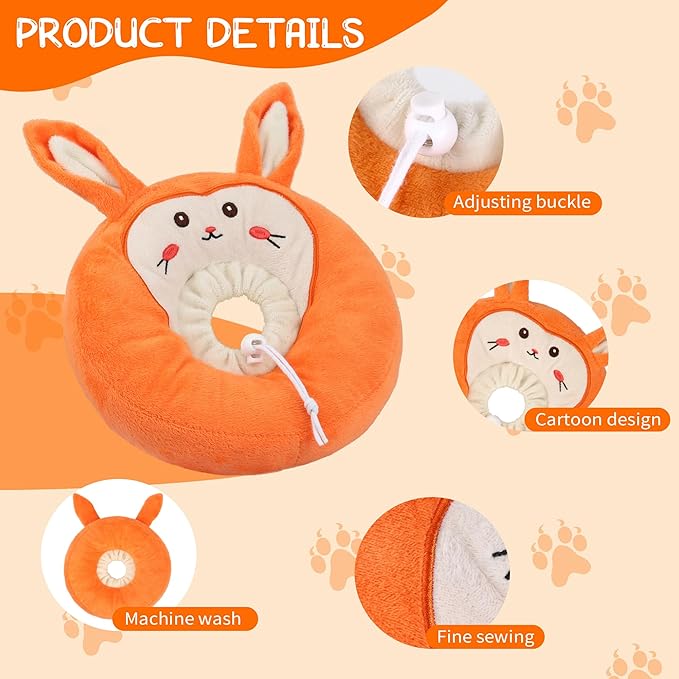 Adjustable Cat Collar Soft to Stop Licking After Surgery for Kitten, Alternative to Cone of Shame, Donut Cone for Cats, Pet Elizabethan Collar (Rabbit, Small)-PurrikoPets