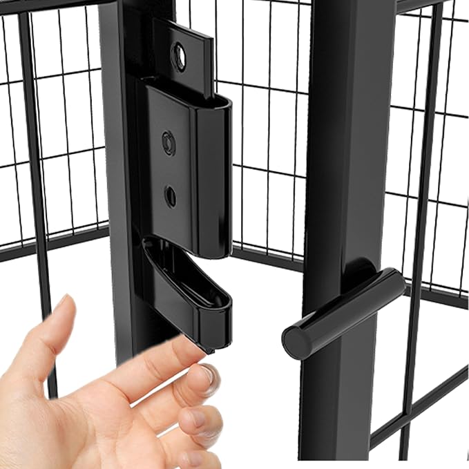 Dog Playpen, Outdoor Dog Fence, 16 Panels, 32" H Dog Pen for Medium/Small Dogs, Heavy Duty Metal Pet Fence with Gate, Portable Dog Fence for RV Camping and Yard (Black)-PurrikoPets