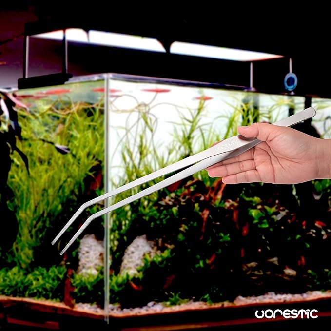 2 Pcs 15 Inch Tweezers, Heavy Duty Reptile Feeding Tongs, Aquarium Tongs, Reptile Tweezers Feeding, Reptile Tongs, Straight and Curved Long Tweezers for Aquarium and Terrarium-PurrikoPets