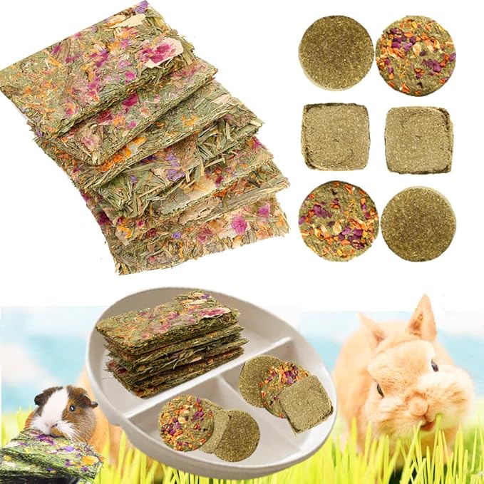 Abizoo Rabbit Treat,Natural Molar Timothy Hay Herbal Floral Scent Snack Chew Toys Gift for Bunny Chinchillas Hamster Gerbils,12 Pcs Small Animals Cage Accessories Guinea Pig Treats-PurrikoPets