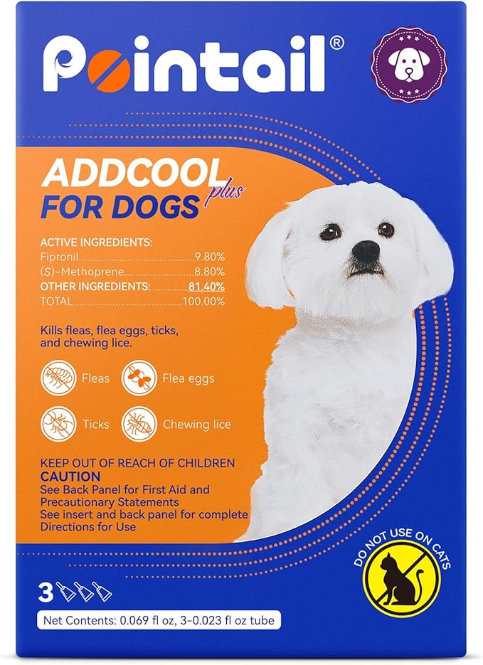 Flea and Tick Prevention for Dogs, Addcool Dog Flea and Tick Treatment, Flea & Tick Control Topical Drops, 3 Doses, Vet-Recommended(5-22 lbs)-PurrikoPets