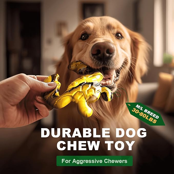 Durable Dog Chew Toy for Aggressive Chewers - Tough Nylon Bone for Medium Breeds, Interactive Teething Toy with Real Bacon Flavor, Keeps Dogs Busy, Christmas Birthday Gifts for Dogs-PurrikoPets