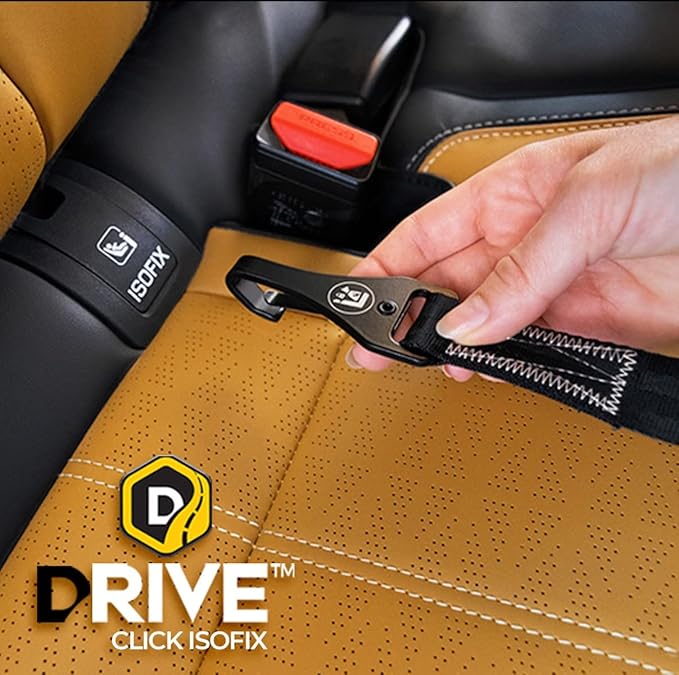 EzyDog Click ISOFIX Standard - Dog Seat Belt Car Harness Attachment for Dogs - Adjustable Dog Restraints Seatbelts for Car Travel and Safety - (17in - 26in, Black)-PurrikoPets