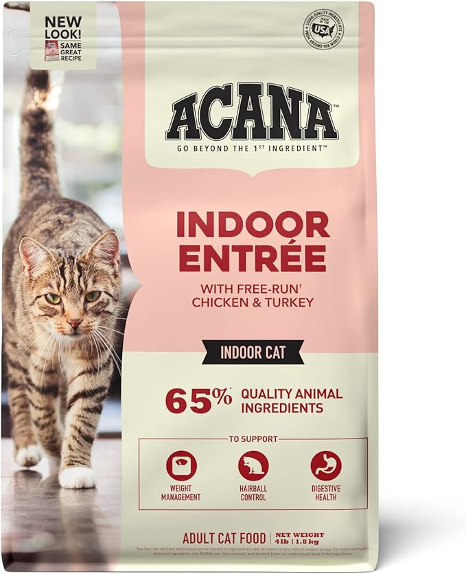 ACANA Indoor Entree Dry Cat Food, Free Run Chicken and Turkey Recipe, 4 lb-PurrikoPets