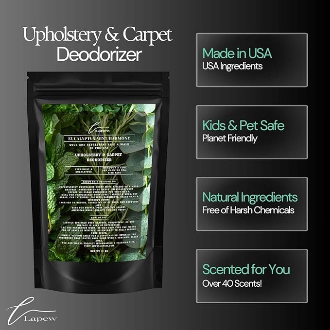 Eucalyptus Mint Harmony Carpet Freshener Powder: Powerful Odor Eliminator for Home, Upholstery Deodorizer, Carpet Deodorizer, Pet Urine, Cat Litter Box - Eucalyptus Spearmint Fragrance-PurrikoPets