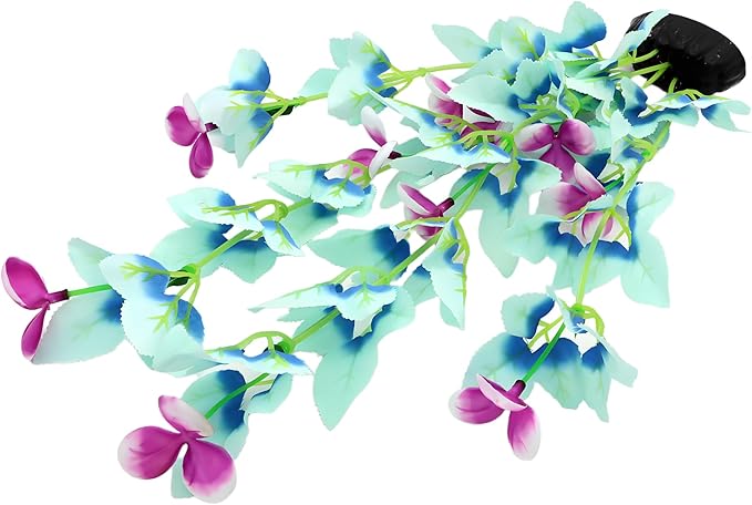 16 Inch Aquarium Fish Tank Plant Betta Fish Tank Decor,2 Pack Silk Aquarium Plants for Aquarium Decoration (White-Blue)-PurrikoPets