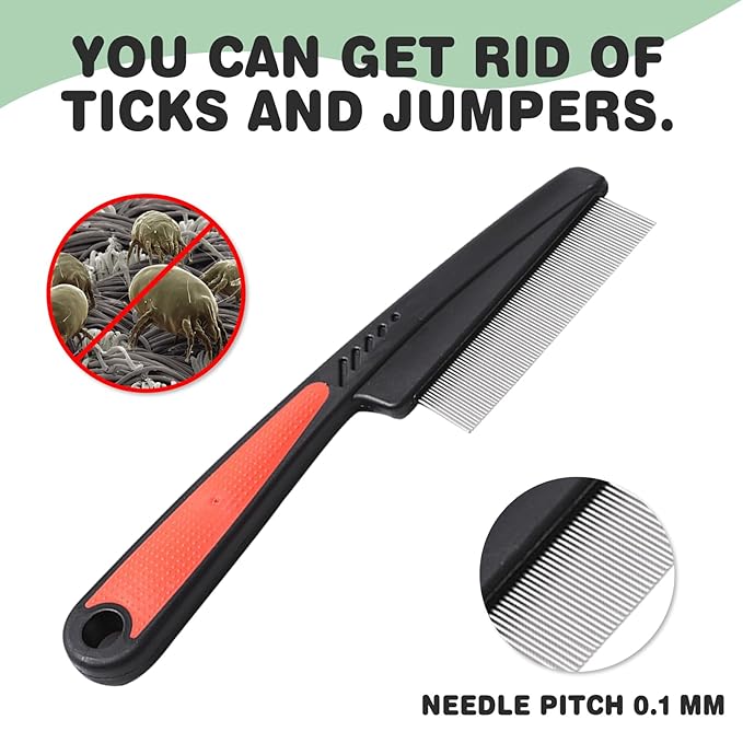 2PCS Flea Comb for Dogs & Cats，flea Comb for Cats with Release Button Self-Cleaning，lice comb for Shedding Pet Hair-PurrikoPets