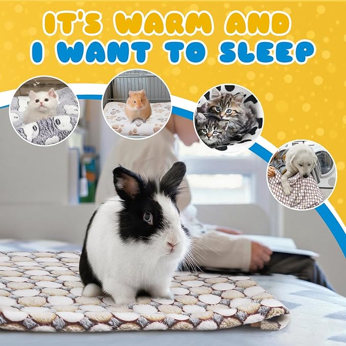 6 Pcs Guinea Pig Bedding Cage Liners Small Animal Flannel Blankets Sleep Mat Absorbent Reusable Pet Pee Bedding Pad Cover for Hamster Ferret Chinchilla Rabbit Hedgehog (16 x 24 Inch, Multi)-PurrikoPets