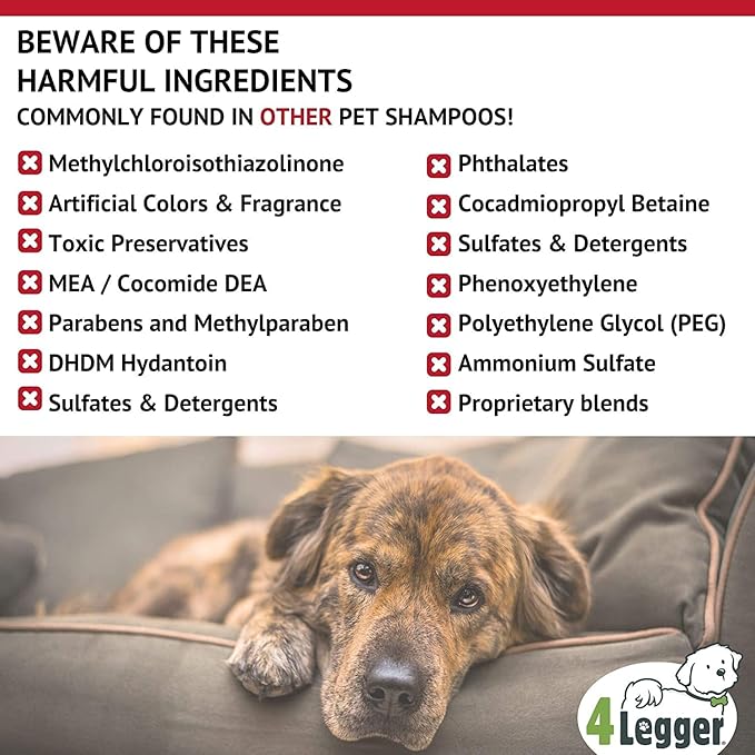 4-Legger Certified Organic Dog Shampoo - All Natural and Hypoallergenic with Aloe and Lemongrass, Soothing for Normal, Dry, Itchy or Allergy Sensitive Skin - Biodegradable - Made in USA - 16 oz-PurrikoPets