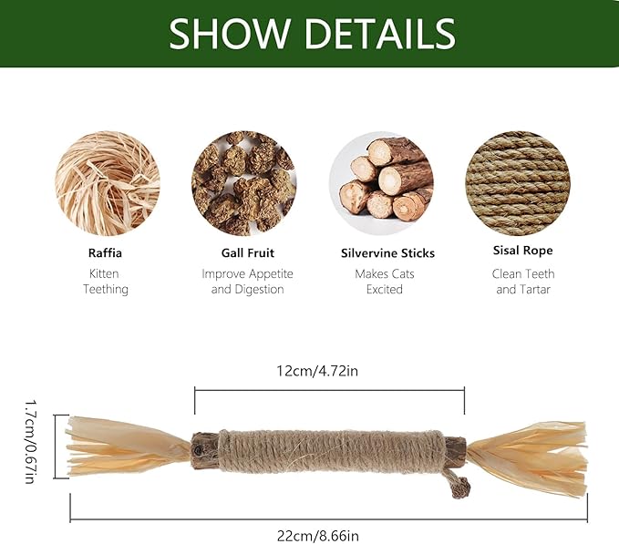 3 PCS Silvervine Sticks for Cats - Natural Cat Chew Toys for Teeth Cleaning, Kitten Teething & Aggressive Chewers-PurrikoPets