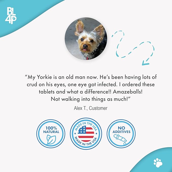 Dog Eye Care & Infection Treatment, Natural Dog Supplements for Conjunctivitis, Swelling, Dry Eyes and Discharge, Easy to Use, No More Struggle with Canine Drops, 400 Small Pills-PurrikoPets