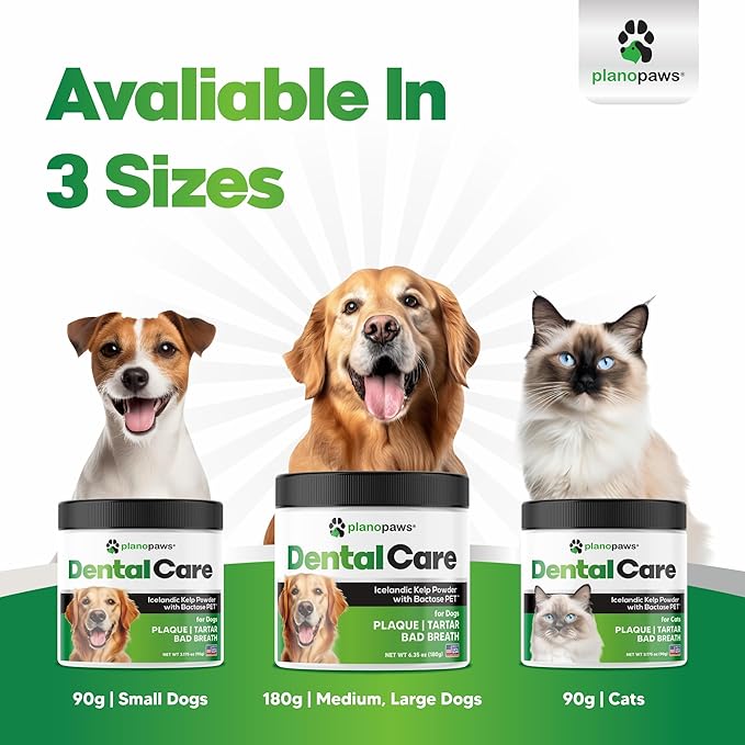 Dog Teeth Cleaning Powder - Plaque and Tartar Remover - Dental Powder with Bactase PET - Breath Freshener for Overall Dental Care - Supports Mouth, Teeth, and Gum Health for All Ages and Sizes-PurrikoPets