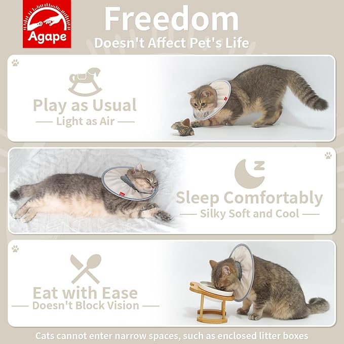 Agape Comfortable Cat Cone - Lightweight Soft Recovery Collar for Cats After Surgery - Protective E-Collar for Small, Medium, and Large Cats - Stops Licking & Scratching for Wound Care-PurrikoPets
