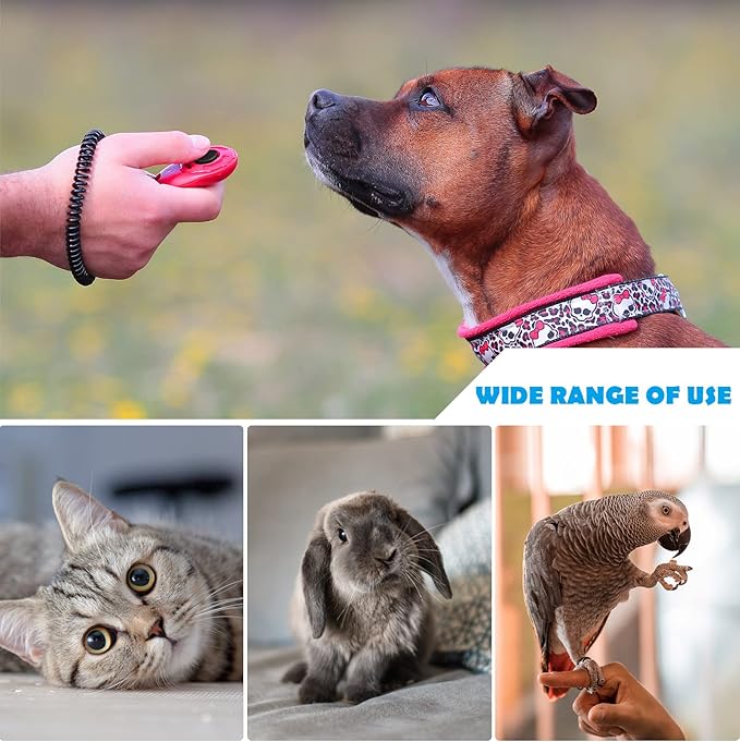 Dog Training Clicker with Wrist Strap - OYEFLY Durable Lightweight Easy to Use, Pet Training Clicker for Cats Puppy Birds Horses. Perfect for Behavioral Training 2-Pack (Red and Blue)-PurrikoPets