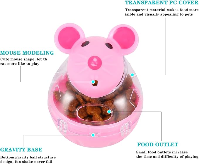 2Pcs Cat Treat Dispenser Toy, Mouse Shape Cat Interactive Toy and Food Dispenser for Pet Increases IQ Interactive & Food Dispensing-PurrikoPets