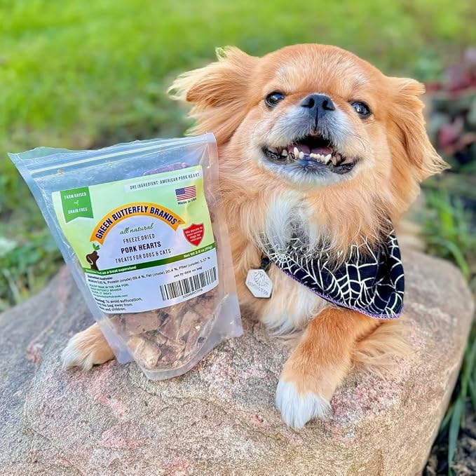 Freeze Dried Pork Heart Dog Treats Made in USA. All Natural Freeze-Dried Raw Snacks for Dogs and Cats. Single Ingredient. High Protein, Heart Health, Irresistible Training Treat-PurrikoPets
