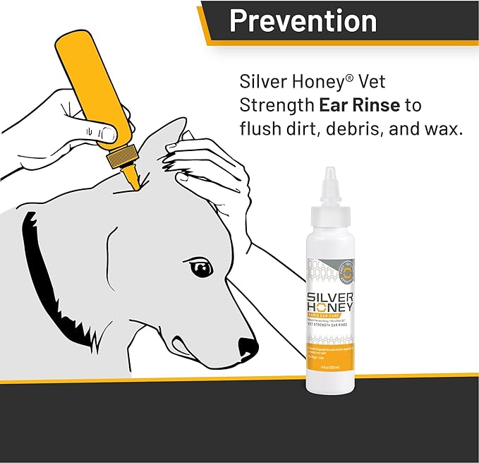 Absorbine Silver Honey Rapid Ear Care Vet Strength Ear Rinse, 4oz, Manuka Honey & MicroSilver BG, Safe for Dogs & Cats-PurrikoPets