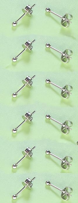 14K Gold Filled Polished Small CZ Pearl Ball Stud Earrings Set for Women Men 20G Surgical Steel Hypoallergenic Piercing Studs for Sensitive Ear, Pack of 6 Pairs