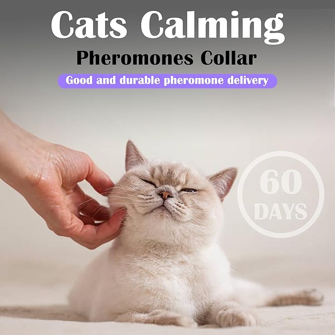 4 Pack Calming Collar for Cats - 60 Days Anxiety and Stress Relief, Relaxing Cat Collar, Adjustable Pheromones Collar for Cats，Natural Soothing for Continuous Calming-PurrikoPets