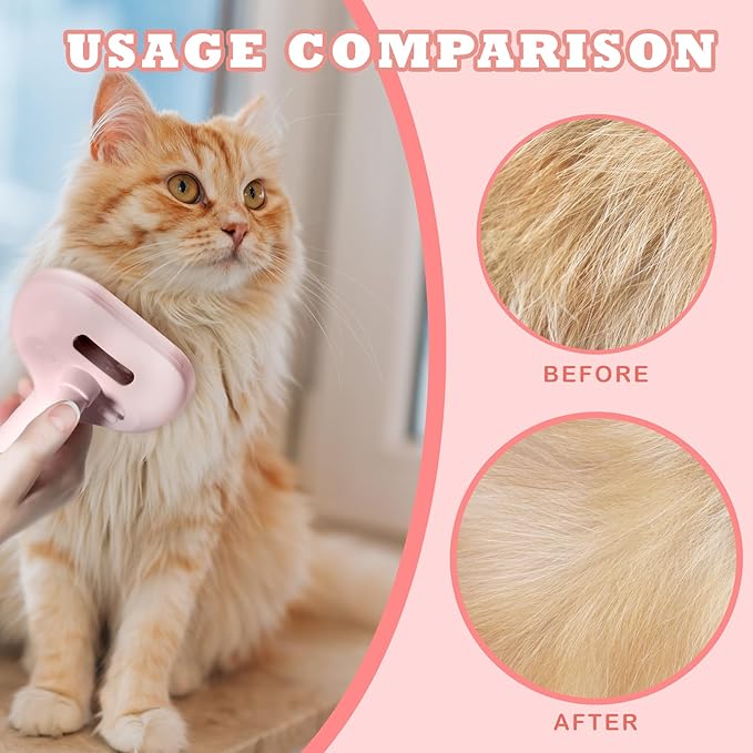 3-in-1 Steam Brush for Cats & Dogs – Hair Removal Comb with One-Click Release & Water Spray – Grooming Brush for Shedding, Long/Short Hair-PurrikoPets