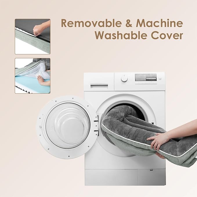 EHEYCIGA Orthopedic XL Dog Beds, Waterproof Memory Foam Dog Bed for Extra Large Dogs, Non-Slip Bottom and Egg-Crate Foam Big Pet Couch Bed with Washable Removable Cover, Greyish Green-PurrikoPets