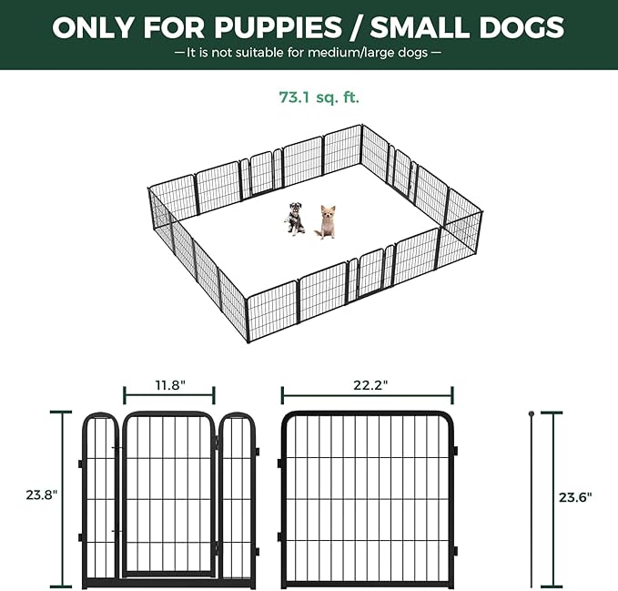 FXW Homeplus Unleashed Indoor Dog Playpen - Stress-Free and Safe Play, Heavy Duty 24 Inch 18 Wire Panels Dog Pen for Puppy and Small Dogs, Black│Patented-PurrikoPets