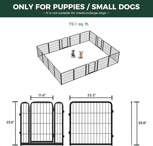 FXW Homeplus Unleashed Indoor Dog Playpen - Stress-Free and Safe Play, Heavy Duty 24 Inch 18 Wire Panels Dog Pen for Puppy and Small Dogs, Black│Patented-PurrikoPets