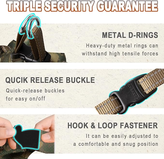 Dog Harness Step in Dog Vest Harness, Reflective Adjustable Puppy No Pull Harness Breathable Soft for Small and Medium Dogs Cats, Camo, S-PurrikoPets