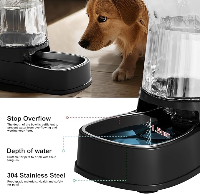 Gardner Pet Automatic Dog Water Dispenser Gravity Stainless Steel Water Waterer Feeder, Large Capacity Water Feeding Bowls for Medium & Large-Sized Dogs Cats Other Pets -(2.1 Gallon)-PurrikoPets