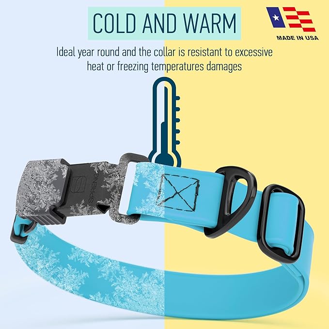 Dogline Biothane Waterproof Dog Collar with Herm Sprenger Black Stainless Steel Quick Release Buckle – Heavy Duty Tactical Durable Collar for Dogs – Comfortable and Safe Pet Collar W1 L15-25 SkyBlue-PurrikoPets