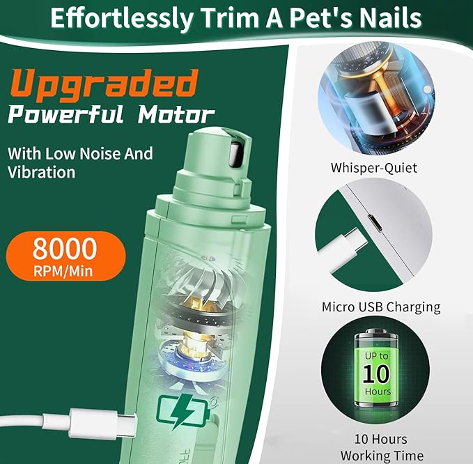2 in 1 Dog Nail Clippers & Cat Nail Clippers Trimmers for Large Medium Small Dogs Cats Claw Trimmer Quick Sensor and Safety Guard USB Rechargeable with 2 LED Lights Dogs Nail Trimmer-PurrikoPets
