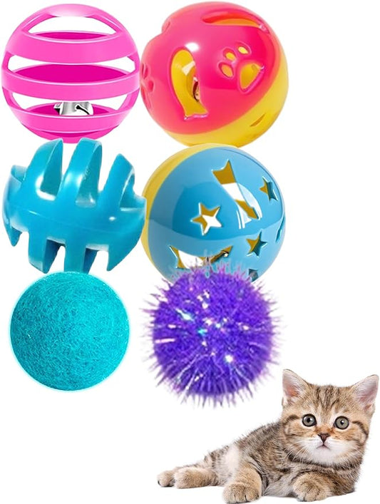 6-Pack Cat Toys for Kittens and Cats, On Cloud Nine (1.5'', Basic Cat Toy Set)-PurrikoPets