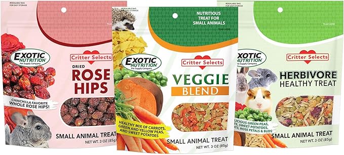 Exotic Nutrition Herbivore Treats (3 Pack) - for Guinea Pigs, Rabbits, Hamsters, Gerbils & More-PurrikoPets