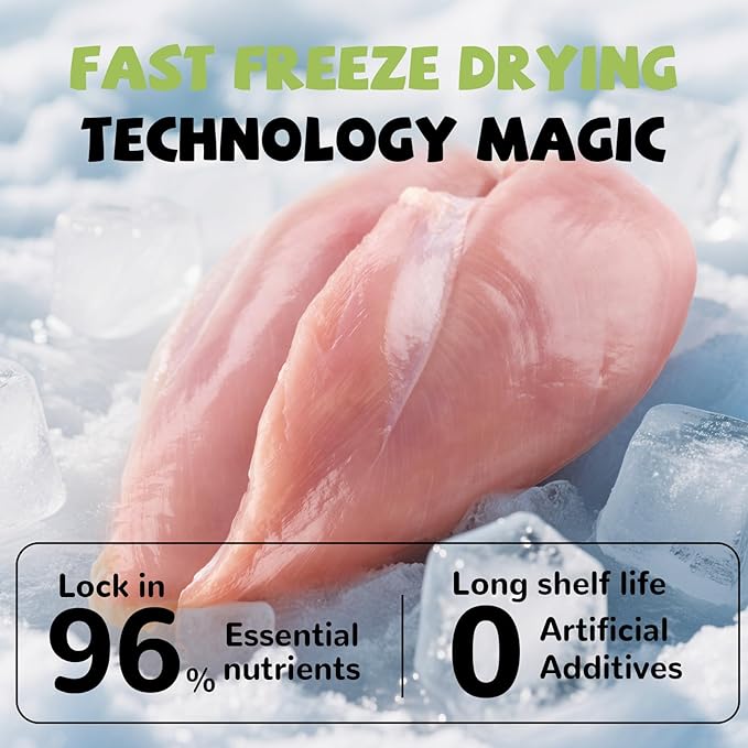 Freeze Dried Cat Treats, Raw Chicken Food for Dogs Cats, Single Ingredient, High Protein Natural Healthy Topper, 3.8 oz-PurrikoPets