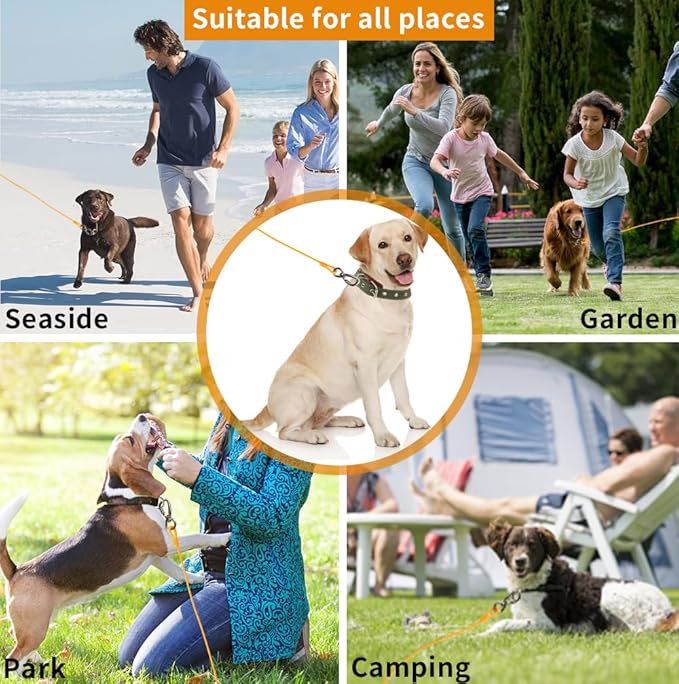 Dog tie Out Cable, 10/20/25/30/50/70/100 feet, Suitable for Dogs up to 350 pounds, Dog Cable with Swivel Buckle, Lightweight, Non-Winding, for Outdoor Camping, Yard Dog Cable (Orange, 100FT)-PurrikoPets