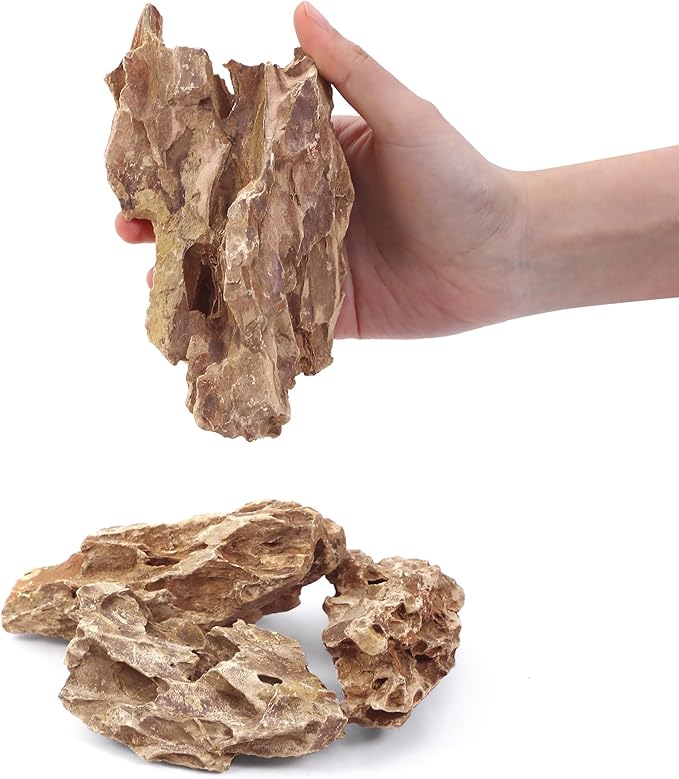 2-6 Inches Natural Dragon Stone 4 PCS Aquarium Rocks for Aquascaping, Aquarium Landscaping, Terrariums, Fish Tank Decoration, Vivariums, Paludarium, Reptile and Amphibian Enclosures-PurrikoPets