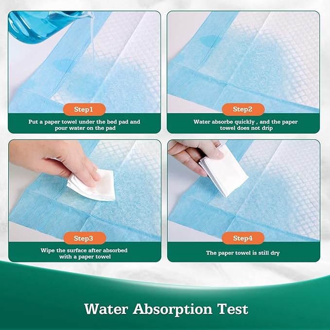 50 Count Bed Pads with Adhesive Strip 30"x36" Thicken Elderly Adults Incontinence Underpads Disposable, Heavy Duty Absorbent Chucks Waterproof, XL Extra Large Puppy Pee Training Pad-PurrikoPets