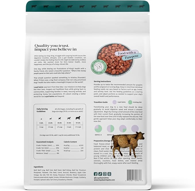 Freeze Dried Raw Dog Food - Premium Beef Flavor with High Protein and Grain Free Dog Food for Small or Large Breeds and Picky Eaters - Versatile as Meal Topper, Snack, and Treats, 14 Oz-PurrikoPets