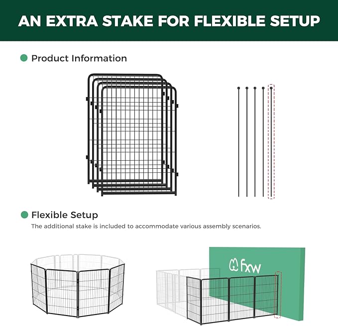 FXW Homeplus Unleashed Indoor Dog Playpen - Stress-Free and Safe Play, Heavy Duty 40 Inch 4 Wire Panels Dog Pen for Medium and Large Dogs, Black│Patented-PurrikoPets