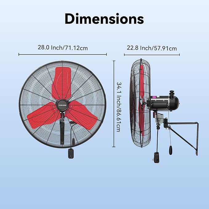 24 Inch 9500 CFM Waterproof Wall Fan Pro Series - Outdoor High Velocity Wall Mount Fan with Enclosed Motor for Residential, Warehouse, Patio, Shop, Garage, Barn UL Safety Listed-PurrikoPets