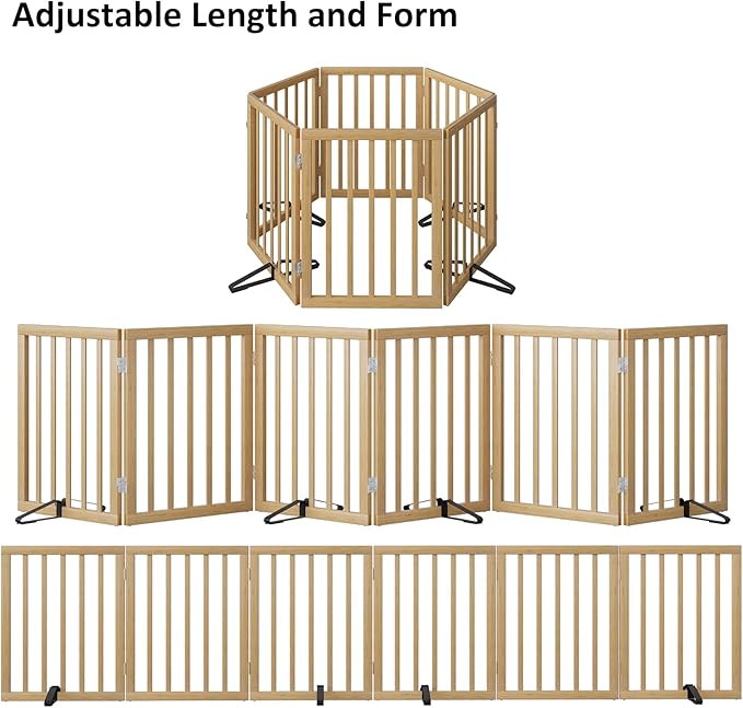 Extra Wide Dog Gates for Doorways, Bamboo Dog Gates for The House Stairs, Freestanding Pet Gates for Dogs, Doogie Puppy Fence Gate-PurrikoPets