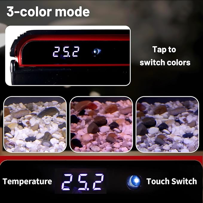 5 Gallon Glass Fish Tank Aquarium Starter Kit - Self-Cleaning, Ultra-Quiet Filter Pump, 3-Color LED Lights, Smart Temp Monitoring for Betta Fish, Shrimp, Kids Gift-PurrikoPets