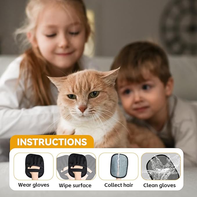 3 Packs Pet Hair Removal Glove,Pet Hair Remover for Cat & Dog,New Upgraded Electrostatic Gloves Pet Hair,Reusable Electro Static Pet Hair Remover Electrostatic Gloves for Furniture,Couch (3 Packs)-PurrikoPets